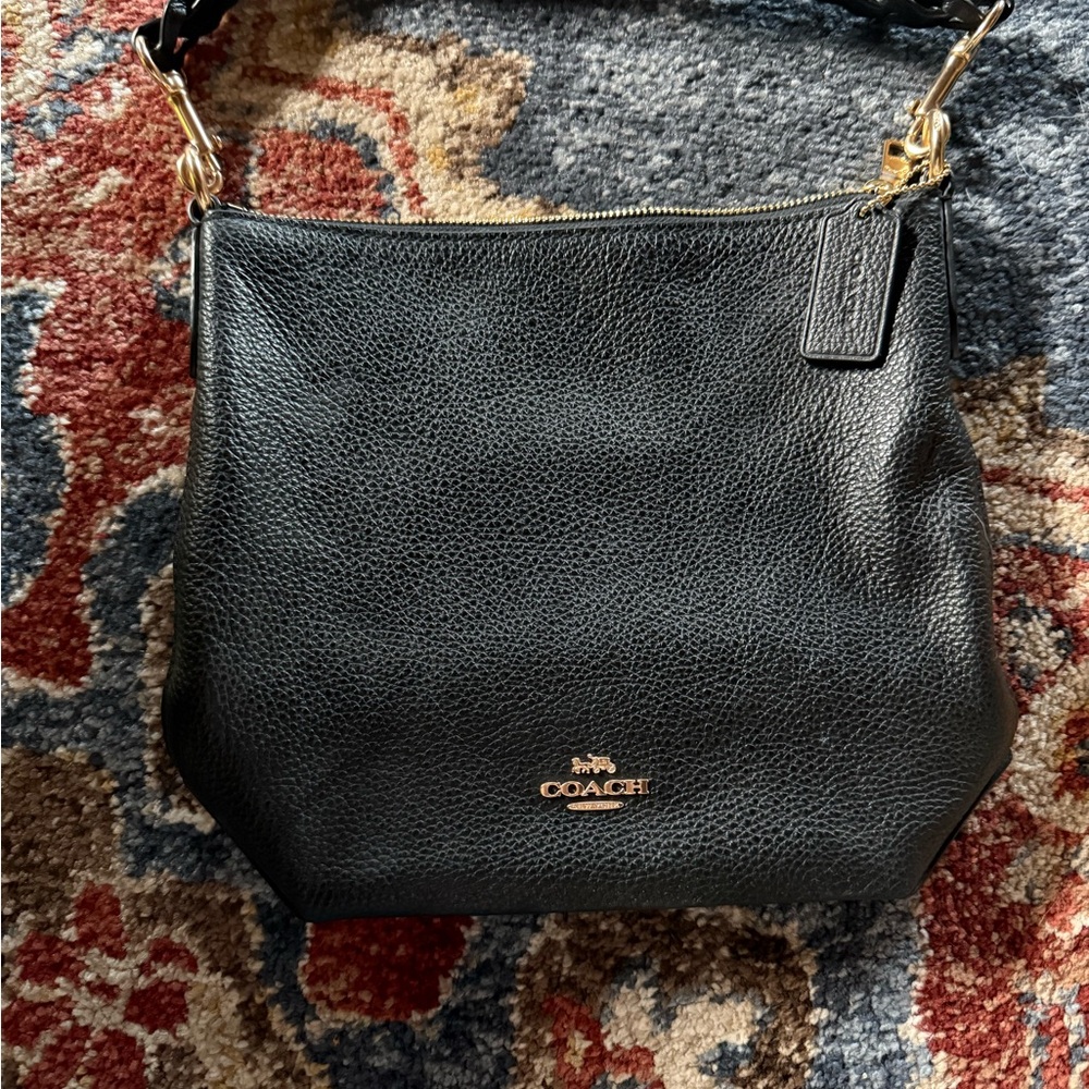 Coach Black Pebbled Leather Crossbody Bag with Gold Hardware